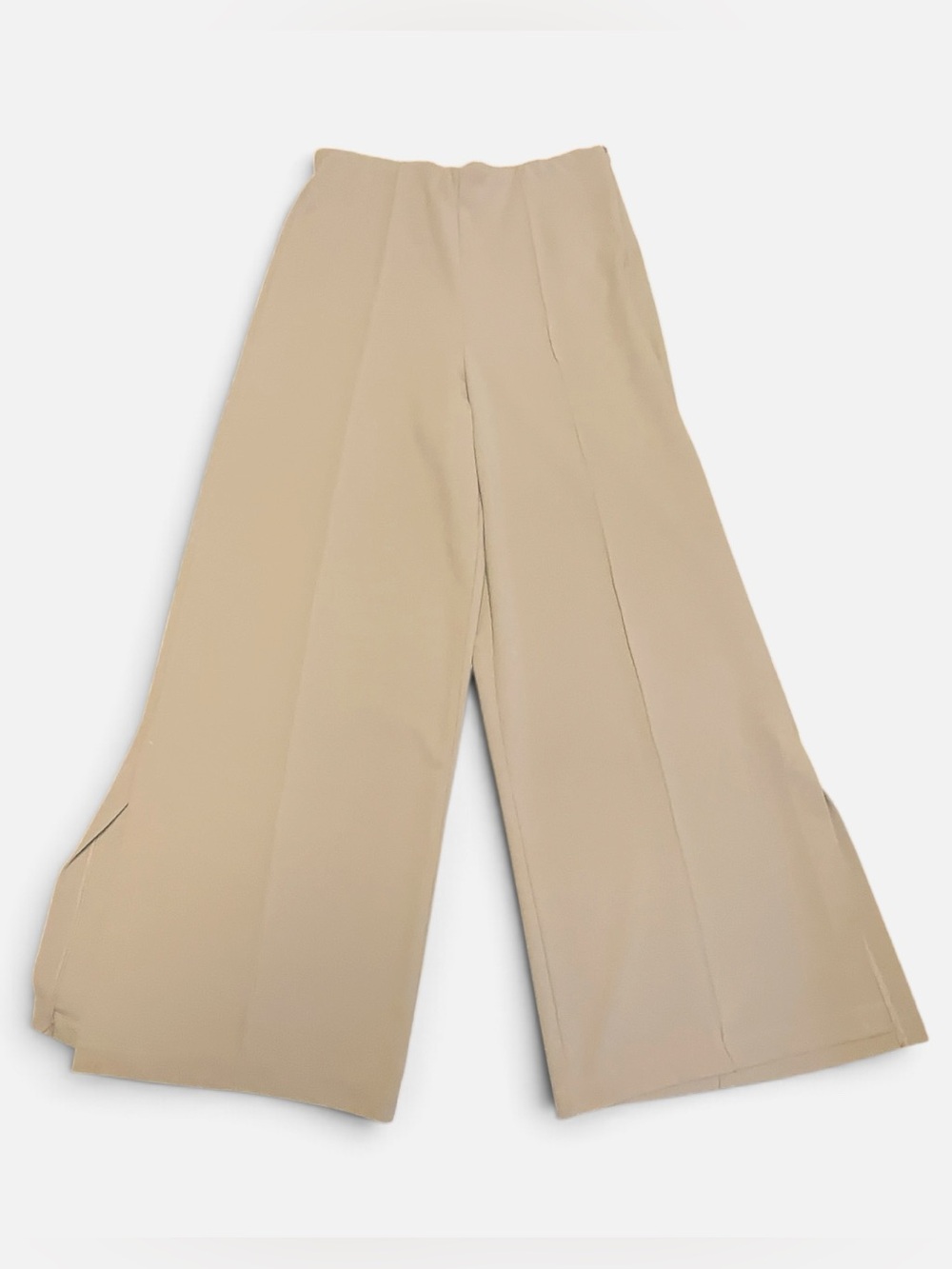 She + Sky Taupe Wide Leg Side Slit Trouser Pants M